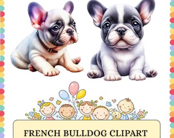 French Bulldog PNG Bundle | Puppy Dog Cartoon Pet Illustrations | Sublimation Clipart Graphics Design Pack