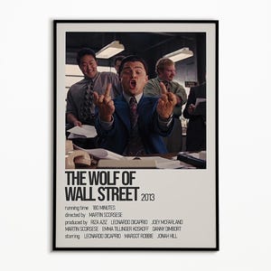 Der Wolf der Wall Street Poster | Minimalistisches Poster | Vintage Retro Wanddekor | Flexible Größen | Film Poster | Geschenk | Wandkunst