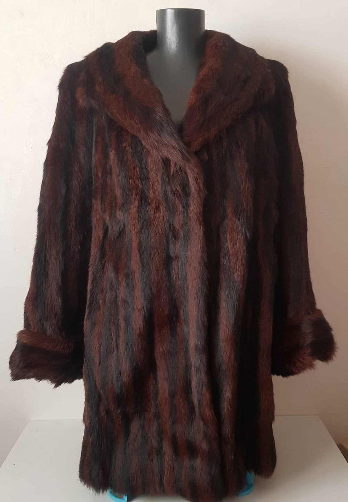 Vintage Dyed Rabbit Fur Coat Women's Big Size Etsy
