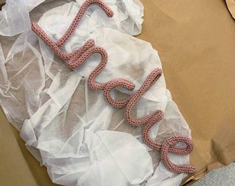 Personalised Knitted Wire Name Sign | Nursery, Childrens Room Decor