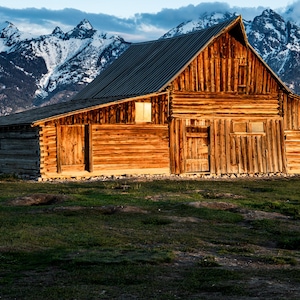 TA Moulton Barn, Grand Teton National Park, Photo at Sunrise, Wall Art - Print, Canvas, Acrylic, Metal