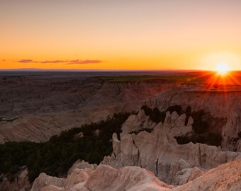 Badlands National Park Sunset Photo, South Dakota Wall Art