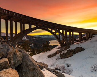 Donner Memorial Bridge Sunrise Art Print, Truckee California