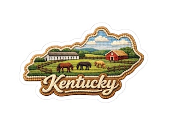ColorFlow / Adesivo in vinile con pascoli di Bluegrass del Kentucky / Campi recintati di fattorie di cavalli e arte del patrimonio rurale