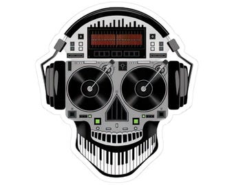 Adesivo per giradischi a forma di teschio da DJ / Vinile impermeabile per cuffie da musica EDM (lucido)