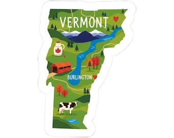 Vermont Sticker Pack | Maple Syrup Cow Covered Bridge Art (Waterproof)