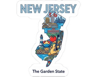 New Jersey Vinyl Sticker | Garden State Decal, Waterproof, Made in USA