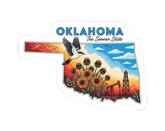 ColorFlow / Pacchetto adesivi in vinile Oklahoma / The Sooner State Art / Olografico opaco lucido impermeabile / Diverse dimensioni