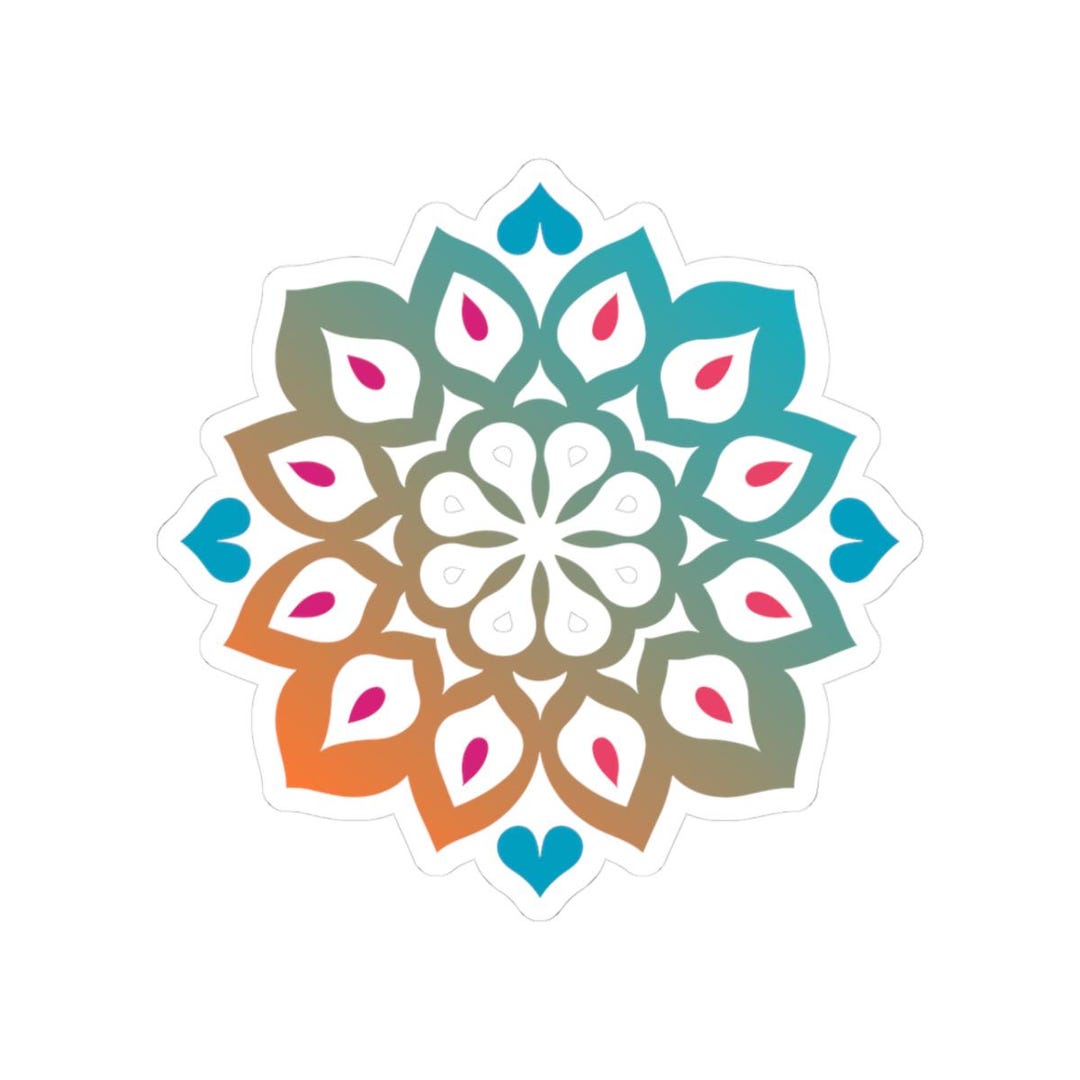 Gradient Mandala Sticker | Boho Sacred Geometry Vinyl Decal, Journal ...