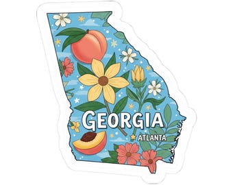 Adesivo in vinile con motivo floreale Georgia Peach / Decalcomania Atlanta (impermeabile)
