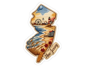 ColorFlow | New Jersey Coastal Story Vinyl Sticker | Boardwalk Lighthouse Shoreline Art Design