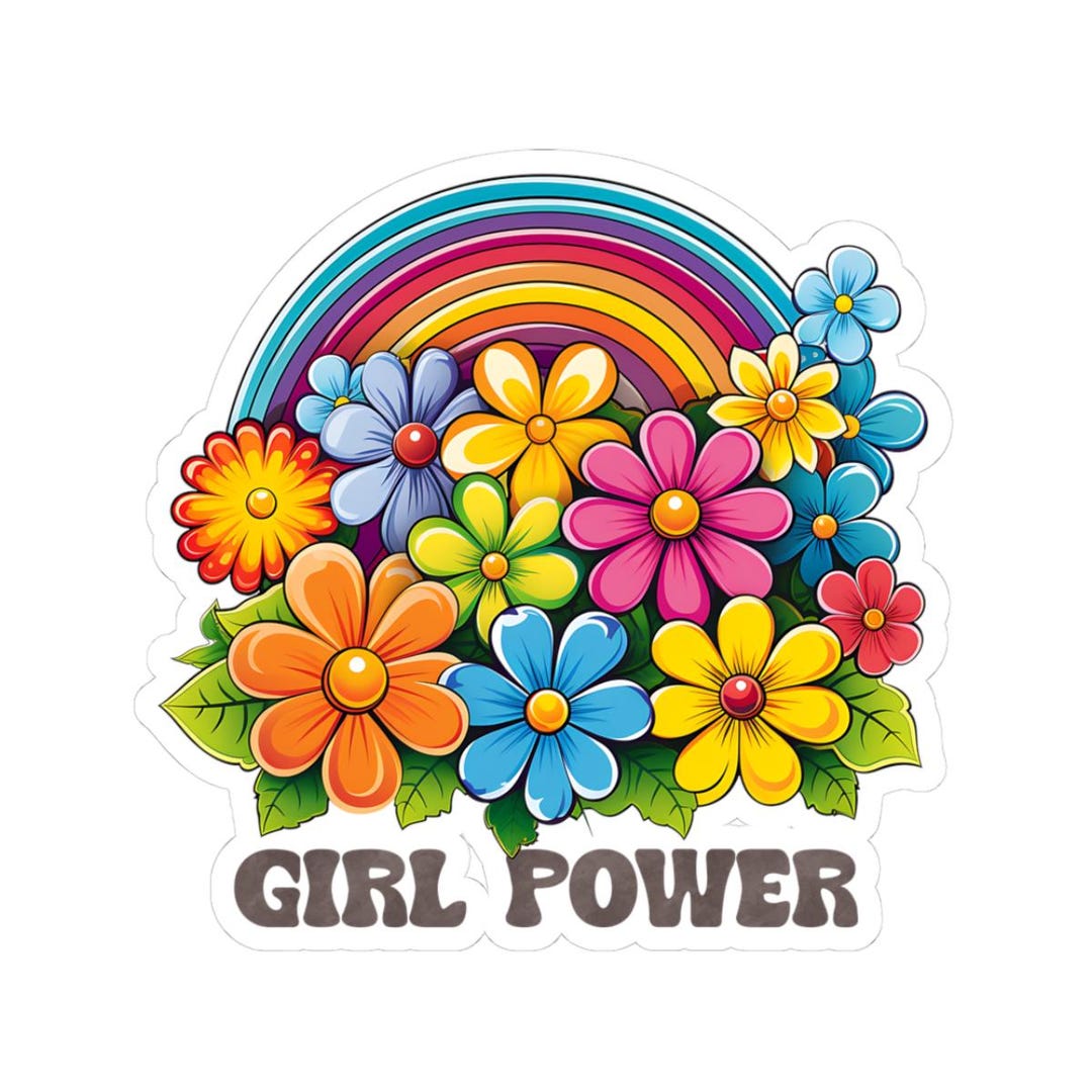 Colorflow | Girl Power Rainbow Floral Feminist Retro Flower Power Art ...
