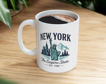 Taza de cerámica con diseño del Empire State de Nueva York y la Estatua de la Libertad (444 ml)