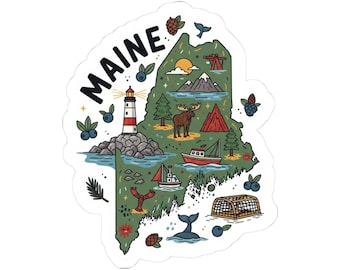 Maine State Sticker | Lobster Lighthouse Decal (Waterproof Vinyl)