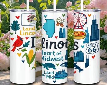 Bicchiere da viaggio in acciaio inossidabile Illinois Land of Lincoln / Midwest