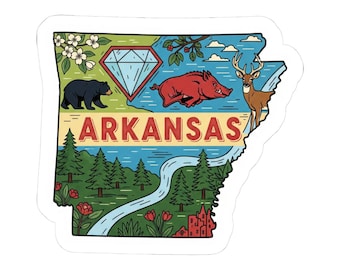 Adesivo in vinile dello Stato dell'Arkansas / Decalcomania impermeabile e resistente / Prodotto negli Stati Uniti
