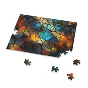 Casse-tête éclats de nébuleuse | Puzzle Galaxy en vitrail | Art abstrait céleste de l'espace | Cadeau puzzle carte des étoiles cosmiques | Décor de ciel nocturne