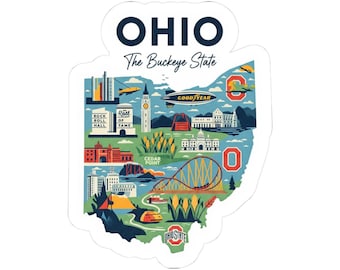 ColorFlow / Pacchetto adesivi in vinile Ohio / The Buckeye State Art / Olografico opaco lucido impermeabile / Diverse dimensioni