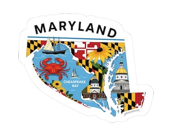 Adesivo con granchio del Maryland / Decalcomania in vinile della baia di Chesapeake, impermeabile, prodotto negli Stati Uniti.