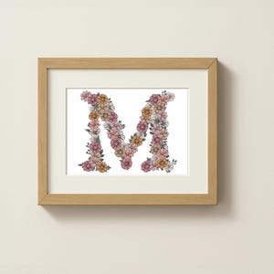 Benutzerdefinierte Blumen Buchstabe & Initial Kunstdruck - Muttertagsgeschenk, Kinderzimmer Dekor, Babypartygeschenk, personalisierte Namensdruck | 13x18 | 20x30 | 11x14