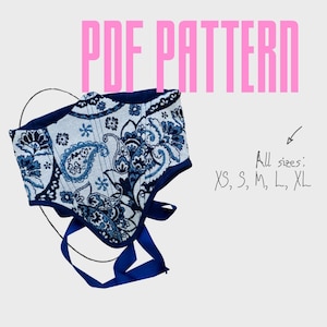 Underbust corset pdf pattern, digital sewing corset belt pattern, plus size beginner pattern, cosplay corset dress pattern