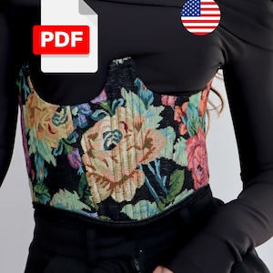 PDF underbust corset sewing pattern, Digital download corset belt pattern, plus size beginner pattern, cosplay corset dress pattern