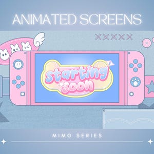 Soft Pastel Anime Stream Overlay Pack | Animated Cute & Cozy Twitch Scenes | Pink and Blue Aesthetic Stream Package | Mimo Series