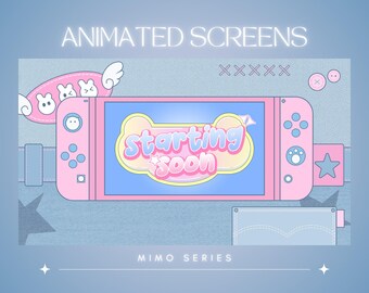 Pastelkleurige anime-stream-overlay | Geanimeerde schakelschermen (digitale download)