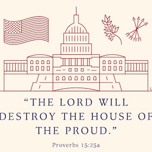 Be Humble not Proud Postkarte Digitaldruck USA Washington DC politische Postkarte rot weiß blau demokrat Libertarier Bibel Bibel Vers