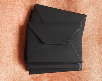 100 Mini Zwarte Enveloppen - Mini Zwarte Enveloppen - Gerecycleerde Mini Enveloppen - Upcycled Kleine Zwarte Enveloppen - 7cm x 5cm