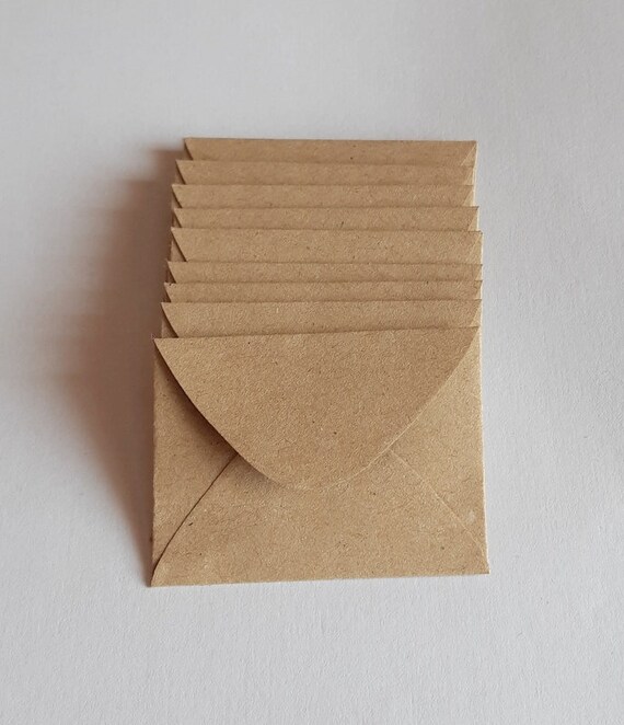 50 Mini Brown Envelopes Brown Kraft Envelopes Recycled Etsy