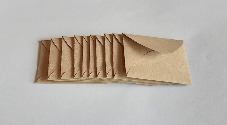 50 Tiny Brown Envelopes Brown Kraft Envelopes Recycled Mini Envelopes Tiny Envelopes 1.5 x 2 image 7