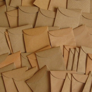 100 Mini Brown Envelopes - Seed Packets - Confetti Packets - Mini Envelope Favors - Kraft Envelope Favors -  4.9cm x 5.2cm / 1 7/8" x 2"