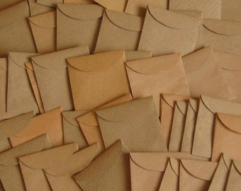 100 Mini Brown Envelopes - Seed Packets - Confetti Packets - Mini Envelope Favors - Kraft Envelope Favors -  4.9cm x 5.2cm / 1 7/8" x 2"