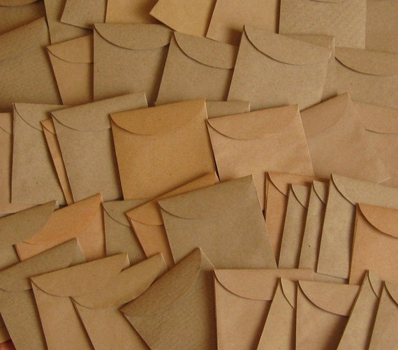 100 Mini Brown Envelopes - Seed Packets - Confetti Packets - Mini Envelope Favors - Kraft Envelope Favors -  4.9cm x 5.2cm / 1 7/8" x 2"