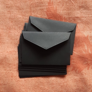 50 Mini Black Envelopes - Mini Blaçk Envelopes - Recycled Mini Envelopes - Upcycled Little Black Envelopes - 7 8cm x 5.3cm
