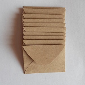 50 Tiny Brown Envelopes Brown Kraft Envelopes Recycled Mini Envelopes Tiny Envelopes 1.5 x 2 image 2