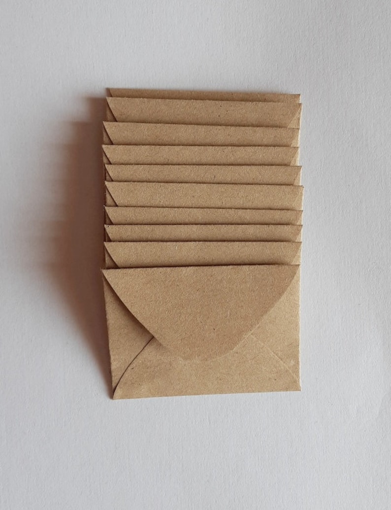 50 Tiny Brown Envelopes Brown Kraft Envelopes Recycled Mini Envelopes Tiny Envelopes 1.5 x 2 image 2