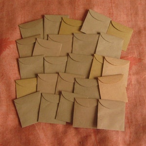 25 Mini Brown Envelopes - Recycled Envelopes - Recycled Mini Envelopes - Tiny Envelopes -  4.9cm x 5.2cm (1 7/8" x 2")