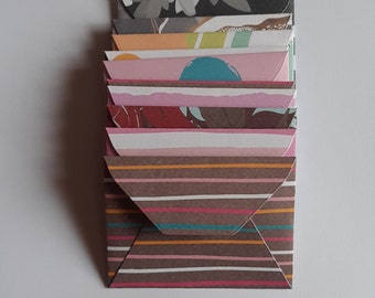 10 Handmade Mini Envelopes - Assorted Colors - Fun Envelopes - Colourful Envelope Set - Assorted Patterns - 7cm x 5cm