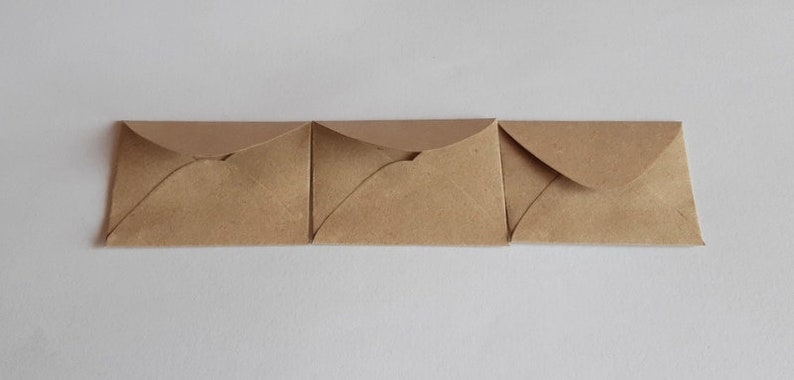 50 Tiny Brown Envelopes Brown Kraft Envelopes Recycled Mini Envelopes Tiny Envelopes 1.5 x 2 image 5