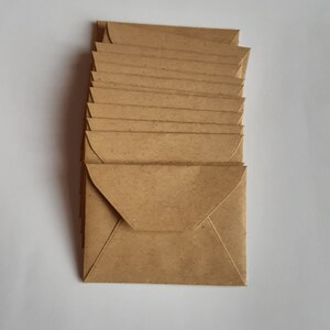 10 Mini Brown Envelopes - Mini Kraft Envelopes - Recycled Mini Envelopes - Upcycled Little Brown Envelopes - 7cm x 5cm