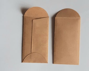 10 Tiny Brown Envelopes - Recycled Envelopes - Recycled Mini Envelopes - Tiny Envelopes - 1 1/4" x 2 1/4"