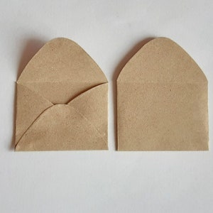 50 Tiny Brown Envelopes Brown Kraft Envelopes Recycled Mini Envelopes Tiny Envelopes 1.5 x 2 image 3