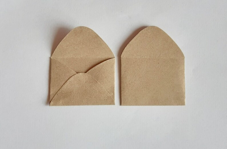 50 Tiny Brown Envelopes Brown Kraft Envelopes Recycled Mini Envelopes Tiny Envelopes 1.5 x 2 image 3