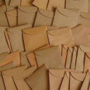 10 Mini Brown Envelopes - Recycled Envelopes - Recycled Mini Envelopes - Tiny Envelopes - 4.9cm x 5.2cm (1 7/8" x 2")
