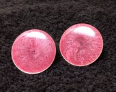 Earrings, 1990s,Pink, ship free, enamel, posts, studs,button,round shape