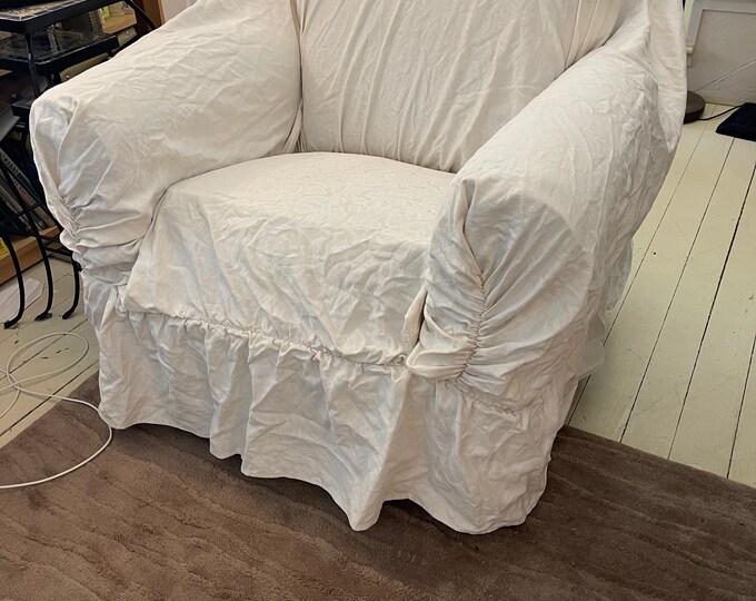 Slipcover for Club Chair NOS Chair Cover White Shabby Etsy