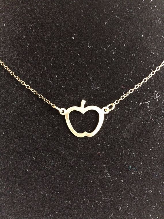 Apple Necklace, ships free, Apple Charm, Gold, Per