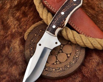 Hunting knife handmade J2 stainless steel blade natural handle material gift for everyone